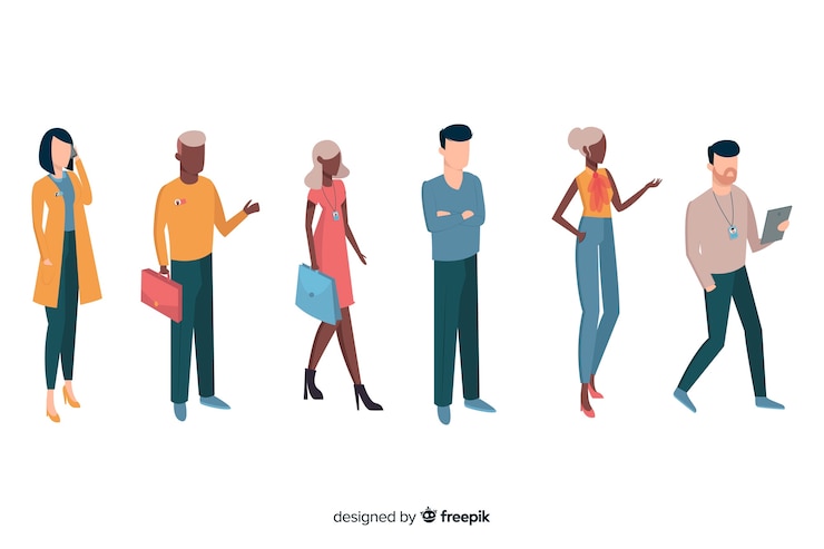 Free Vector isometric business people doing different actions