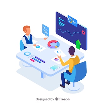 Isometric business people in a meeting illustration