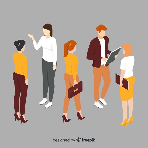 Isometric business people meeting illustration