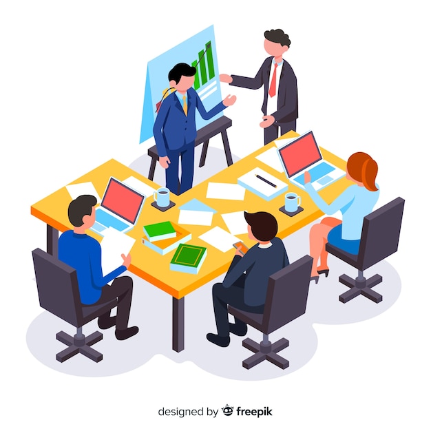 isometric business people in a meeting