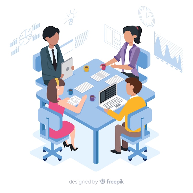 無料Vector 会議の等尺性ビジネス人々