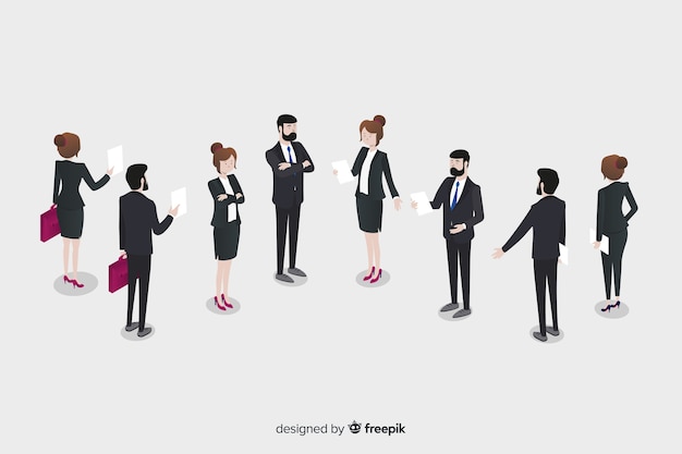 Isometric business people talking together