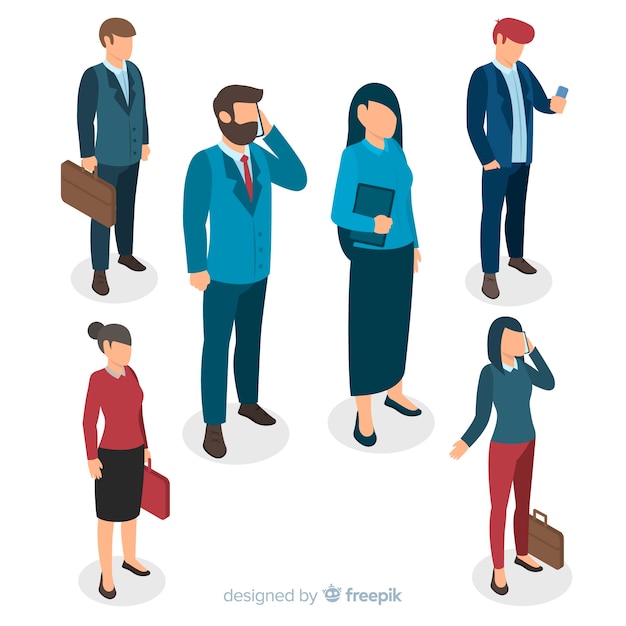 Free vector isometric business people