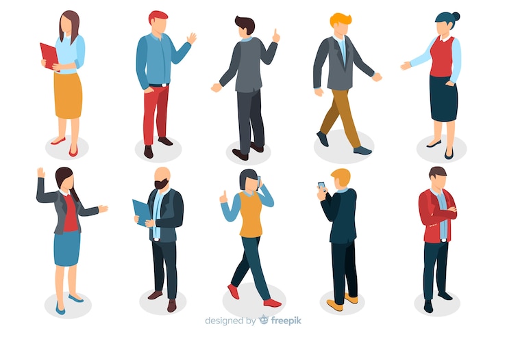Free Vector isometric business people
