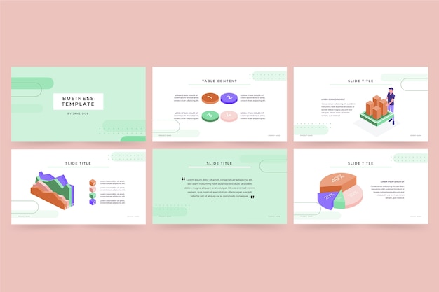 Free vector isometric business presentation templates