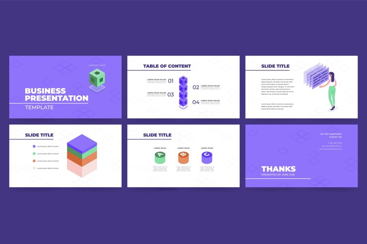 Free Vector isometric business presentation templates