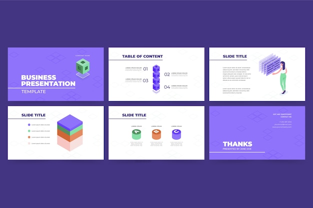 Isometric business presentation templates