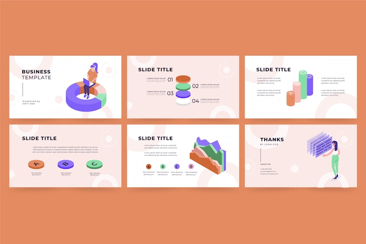 Free Vector isometric business presentation templates