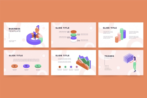 Free vector isometric business presentation templates