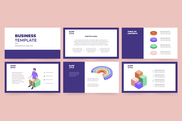Free vector isometric business presentation templates