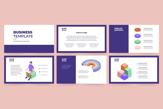 Isometric business presentation templates