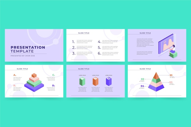 Isometric business presentation templates