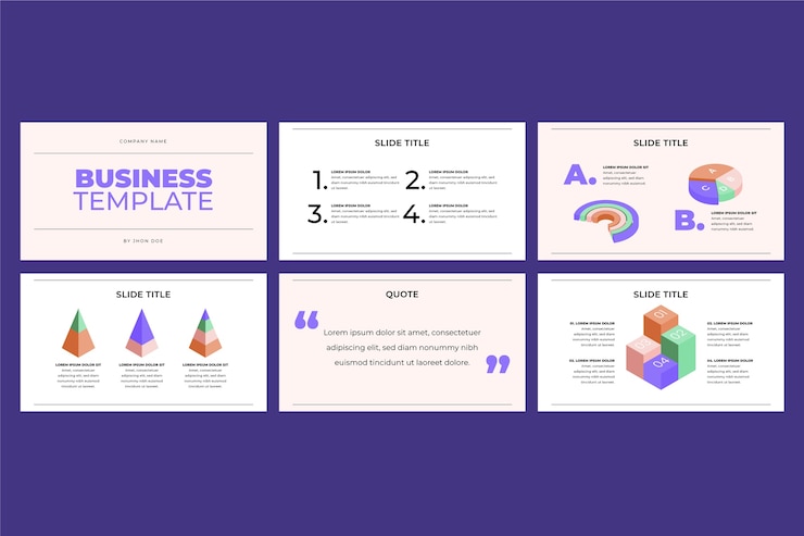Free Vector isometric business presentation templates