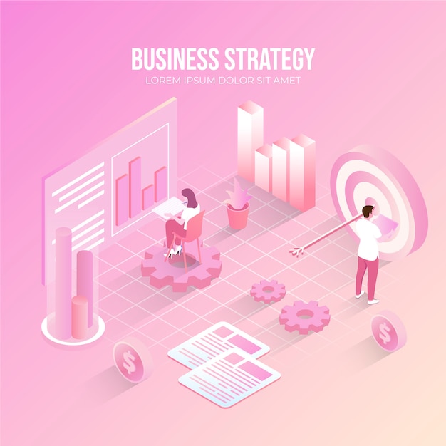 Isometric business strategy concept