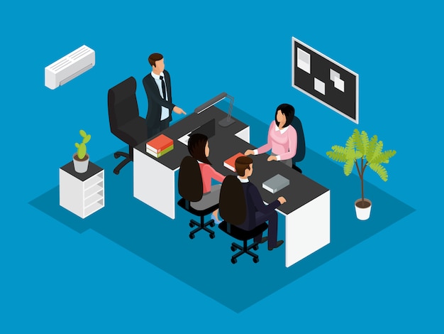 Free vector isometric business teamwork concept