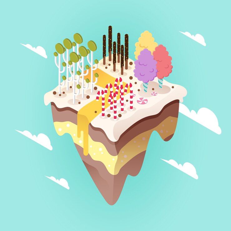 Free Vector isometric candy land background