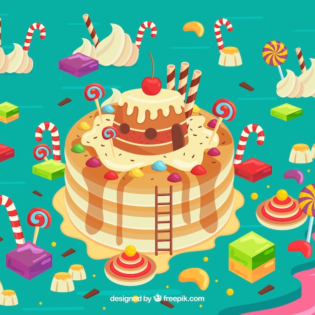 Free vector isometric candy land background