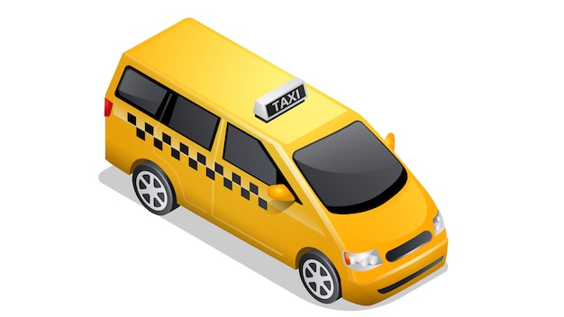 白で隔離等尺性車アイコン市松模様のタクシー