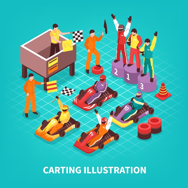 Free vector isometric carting racers