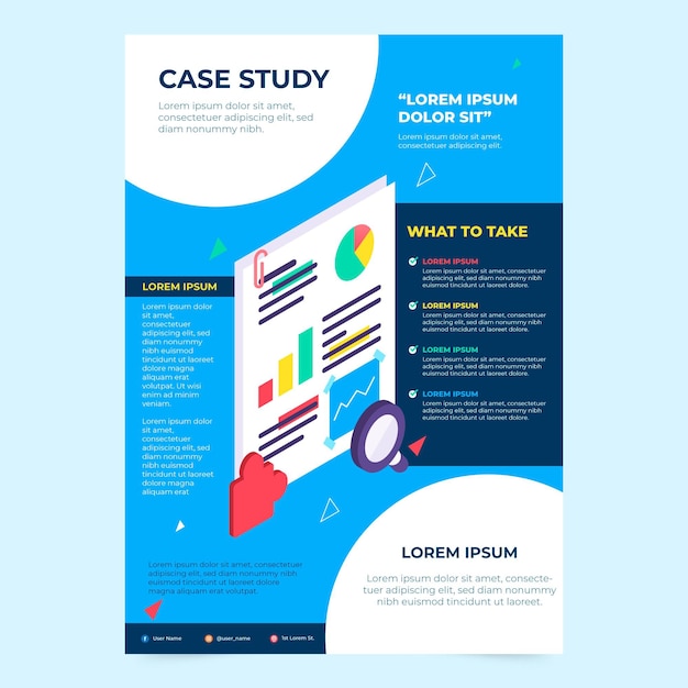 case study design word Free vector isometric case study flyer template