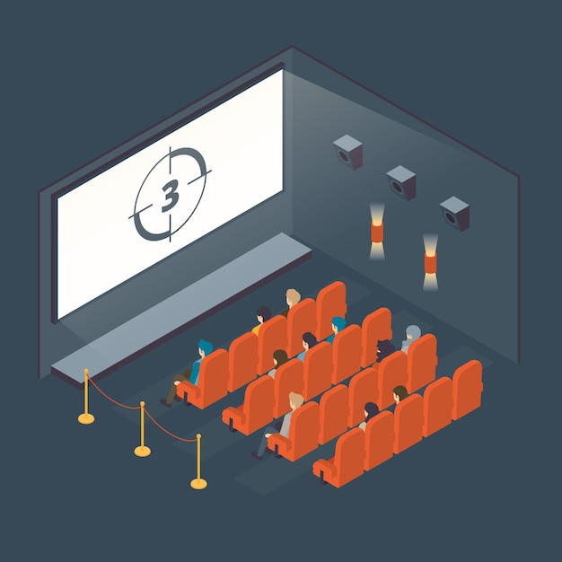 Isometric cinema interior concept