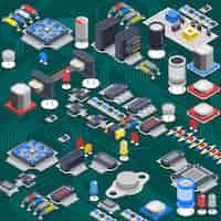 Free vector isometric circuit board composition