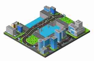 Free vector isometric city bridge illustration