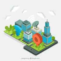 Free vector isometric city of business