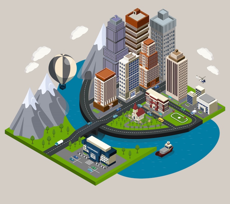 Free Vector isometric city concept