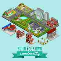 Free vector isometric city creation concept