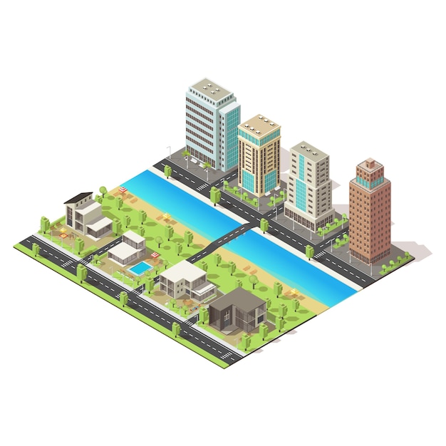 Free vector isometric city icon