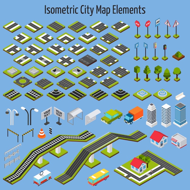 Elementi di mappa città isometrica