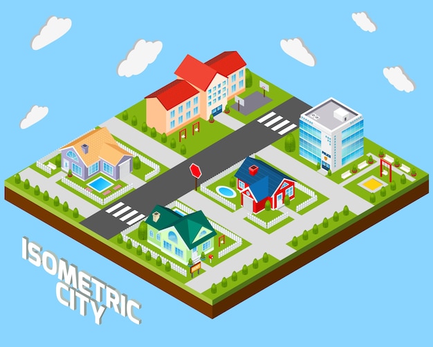 Free vector isometric city project