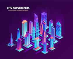 Free vector isometric city skyscrapers illustration