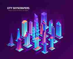 Free vector isometric city skyscrapers illustration