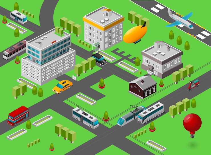 Free Vector isometric city street