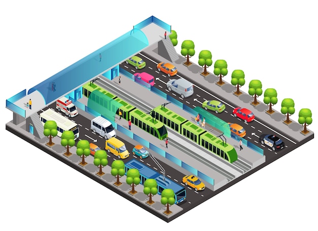 Free vector isometric city traffic template