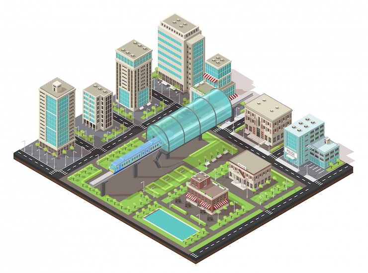 Free Vector isometric cityscape concept
