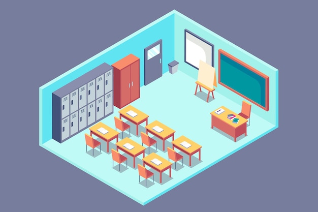 Free vector isometric classroom concept