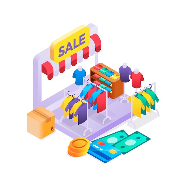 Isometric clothing store