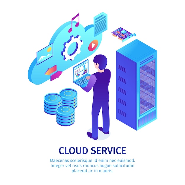 Free vector isometric cloud service template