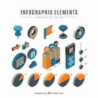 Free vector isometric collection of infographic elements