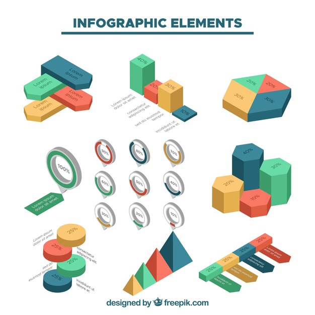 Изометрическая коллекция инфографических элементов