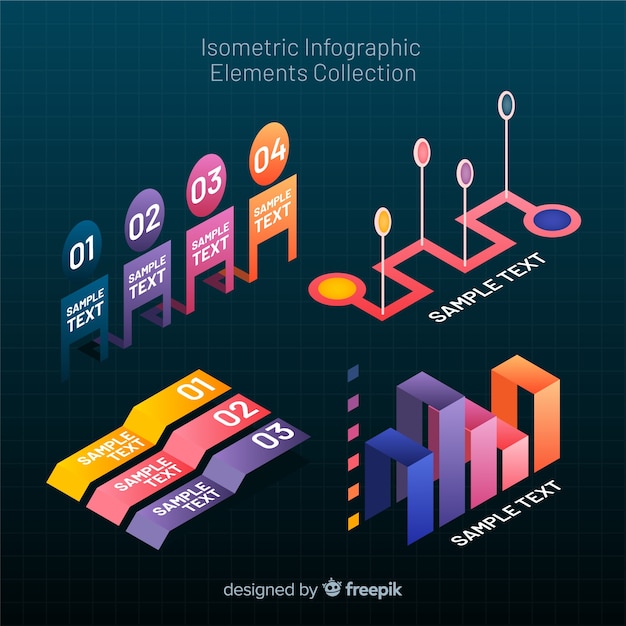 Free vector isometric collection of infographic elements