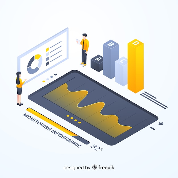 Free vector isometric colorful monitoring infographic template