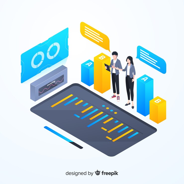 Free Vector isometric colorful monitoring infographic template