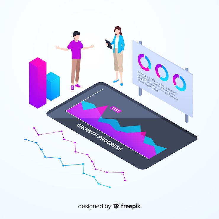 Free Vector isometric colorful monitoring infographic template