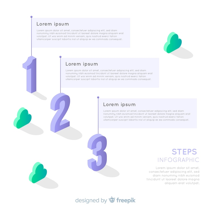 Free Vector isometric colorful numbered step infographic