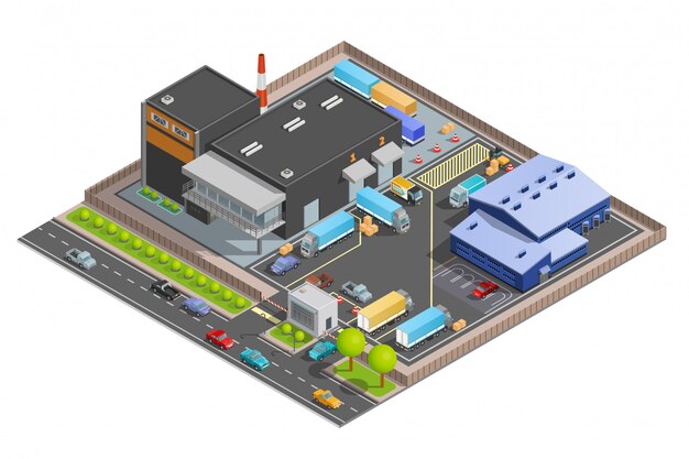 Isometric Composition OF Warehouse