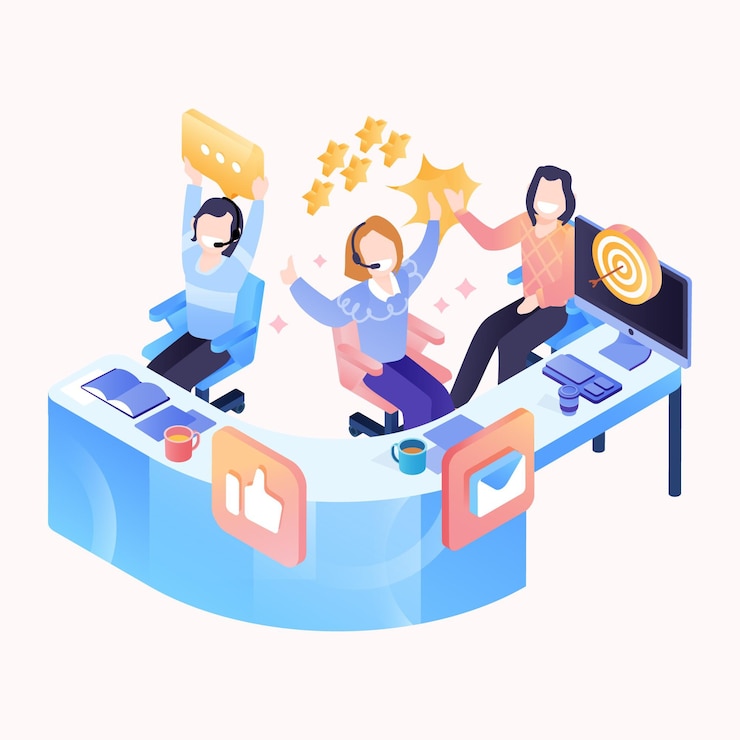 무료 Vector 아이소 메트릭 고객 지원 그림